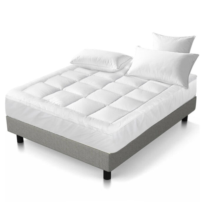 Giselle Queen Mattress Topper Pillowtop 1000GSM Microfibre Filling Protector - Image 2