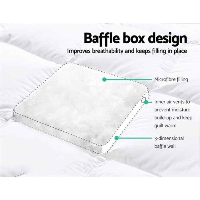 Giselle Queen Mattress Topper Pillowtop 1000GSM Microfibre Filling Protector - Image 5