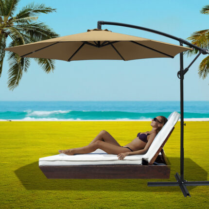 Instahut 3m Outdoor Umbrella Cantilever Beach Garden Patio Beige