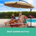 Instahut 3m Outdoor Umbrella Cantilever Garden Beach Patio Beige - Image 7