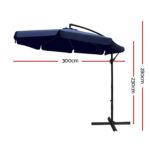 Instahut 3m Outdoor Umbrella Cantilever Garden Beach Patio Navy - Image 3