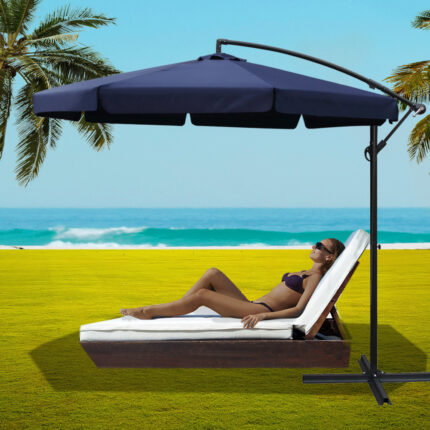 Instahut 3m Outdoor Umbrella Cantilever Garden Beach Patio Navy