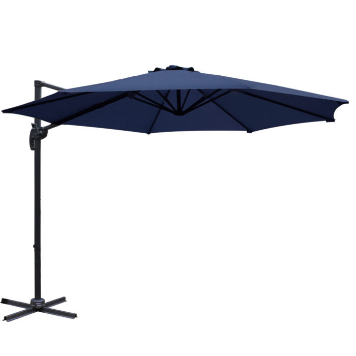 Instahut 3M Roma Outdoor Furniture Garden Umbrella 360 Degree Navy - Image 2