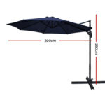 Instahut 3M Roma Outdoor Furniture Garden Umbrella 360 Degree Navy - Image 3