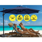 Instahut 3M Roma Outdoor Furniture Garden Umbrella 360 Degree Navy - Image 5