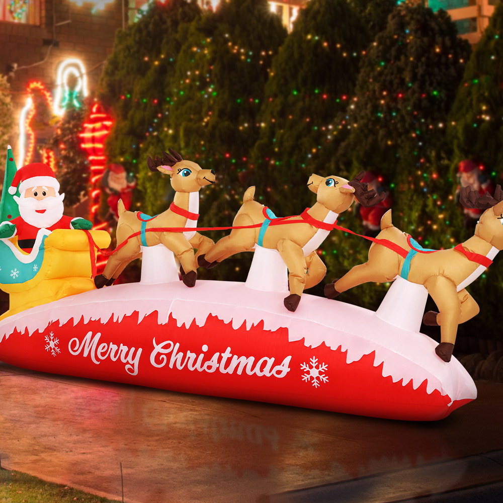 Jingle Jollys Inflatable Christmas Santa On Sleigh 2.8M Lights Outdoor Decorations Jingle Jollys Inflatable Christmas Santa On Sleigh 2.8M Lights Outdoor Decorations - Image 1