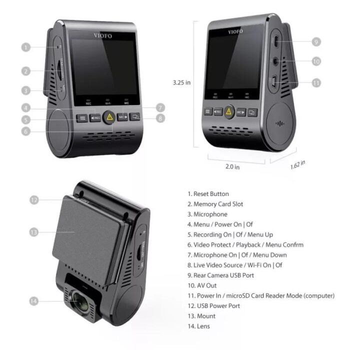 VIOFO A129 Plus Duo Dual Channel Dash Cam Front 2K 1440P + Rear 1080P with Wi-Fi GPS Dash Camera - Image 3