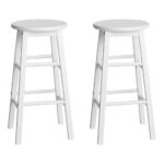 Artiss 2x Bar Stools Round Chairs Wooden White