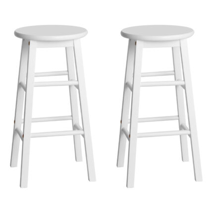 Artiss 2x Bar Stools Round Chairs Wooden White