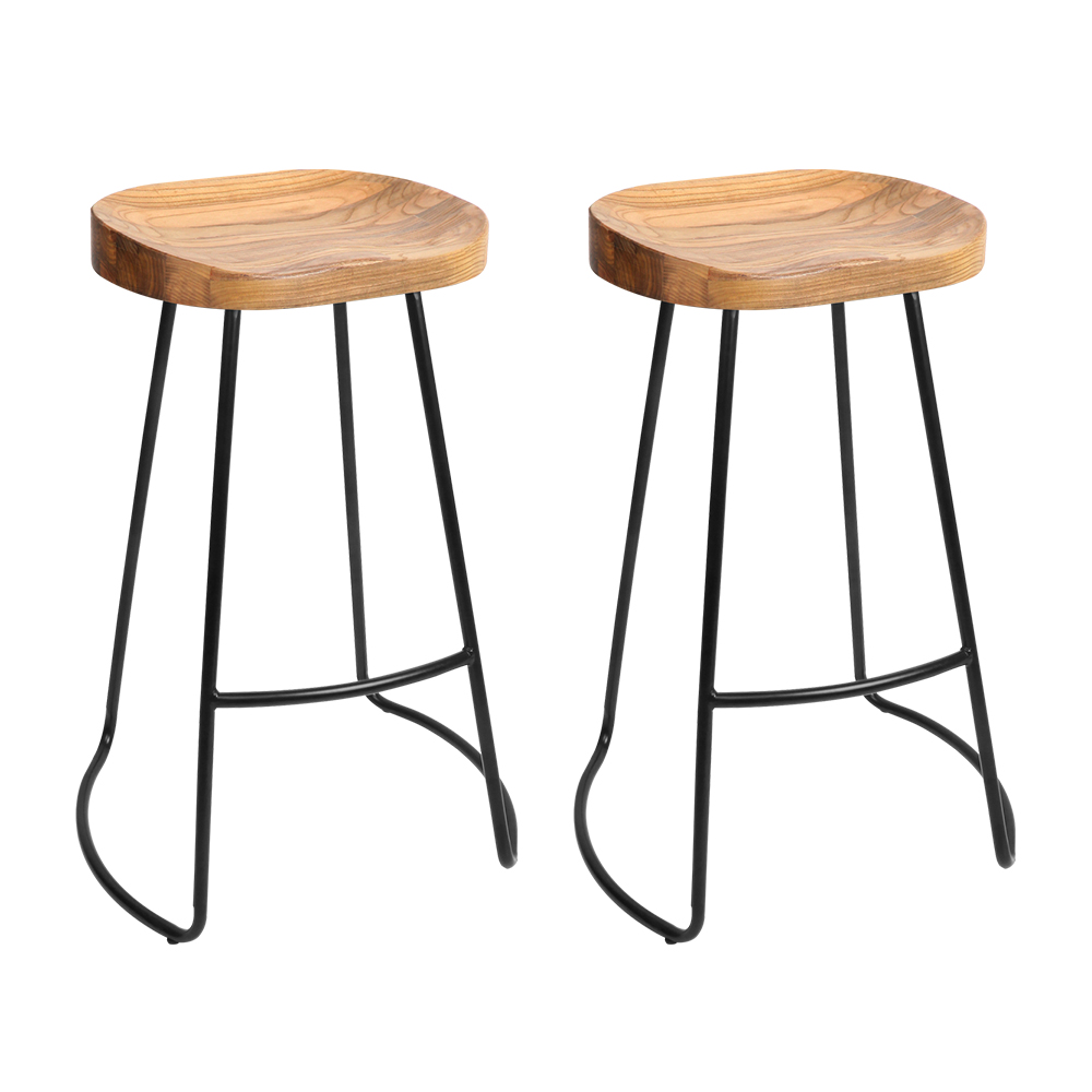 BA-TW-9090-NTX2-00 Artiss 2x Bar Stools Tractor Seat 75cm Wooden - Image 1