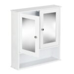 Stylish Bathroom Tallboy Storage Cabinet with Mirror Eco-Friendly (White)