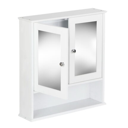 Stylish Bathroom Tallboy Storage Cabinet with Mirror Eco-Friendly (White)