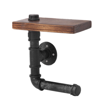 Rustic DIY Pipe Shelf Toilet Paper Holder with Adjustable Height