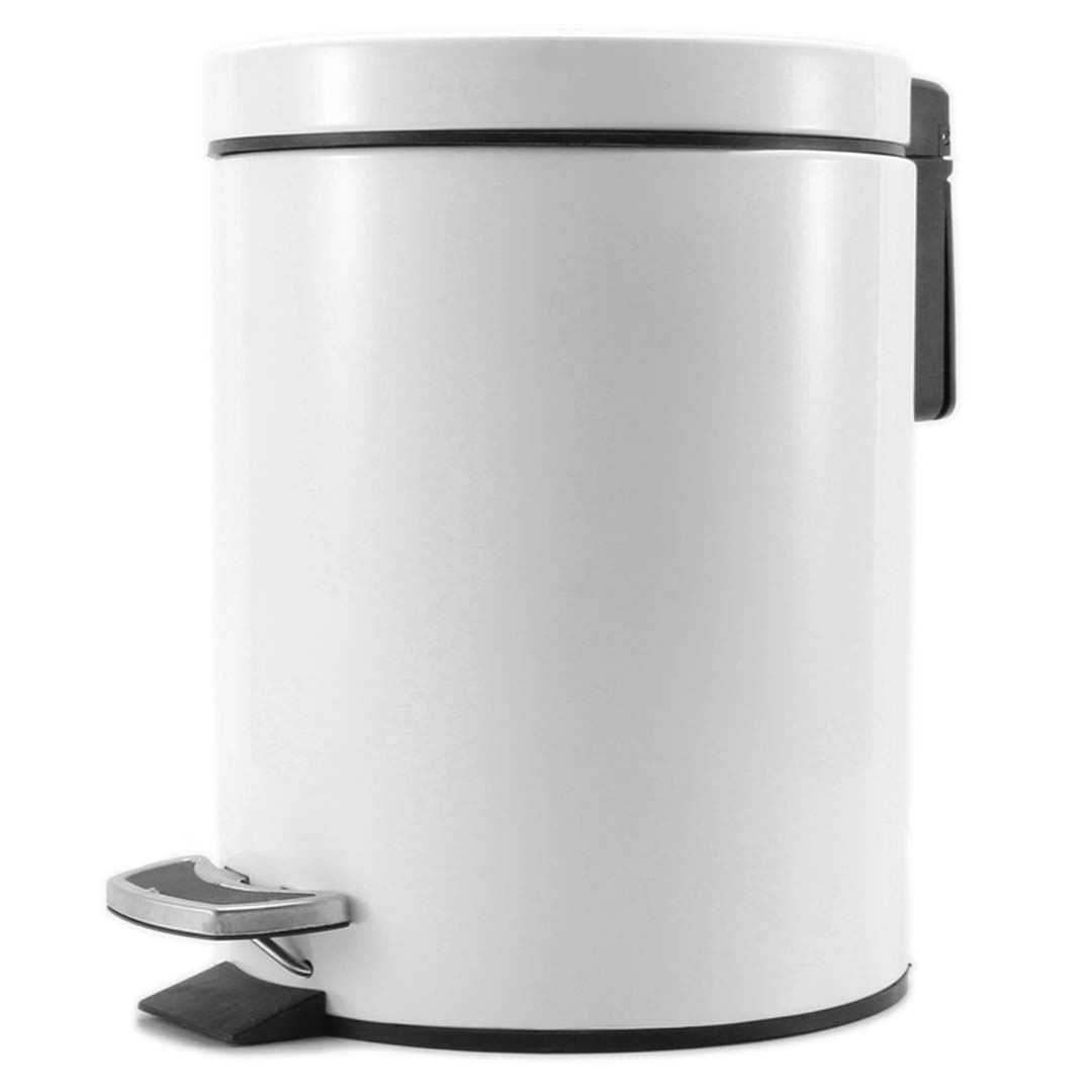 000 SOGA Foot Pedal Stainless Steel Rubbish Recycling Garbage Waste Trash Bin Round 12L White - Image 1