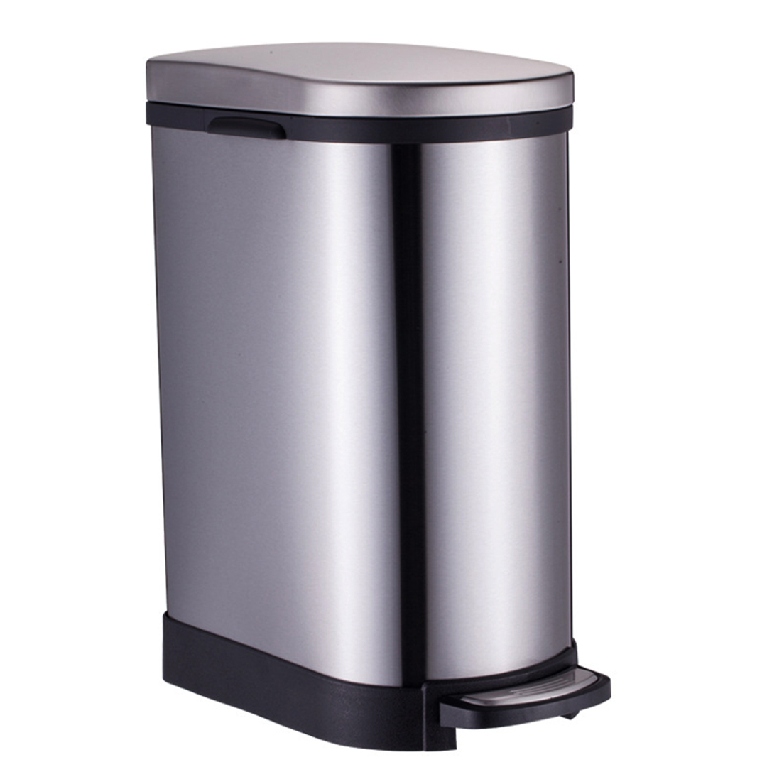 000 SOGA Foot Pedal Stainless Steel Rubbish Recycling Garbage Waste Trash Bin 10L U - Image 1