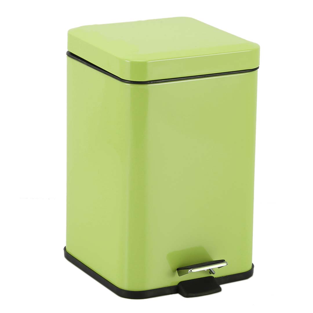 000 SOGA Foot Pedal Stainless Steel Rubbish Recycling Garbage Waste Trash Bin Square 12L Green - Image 1
