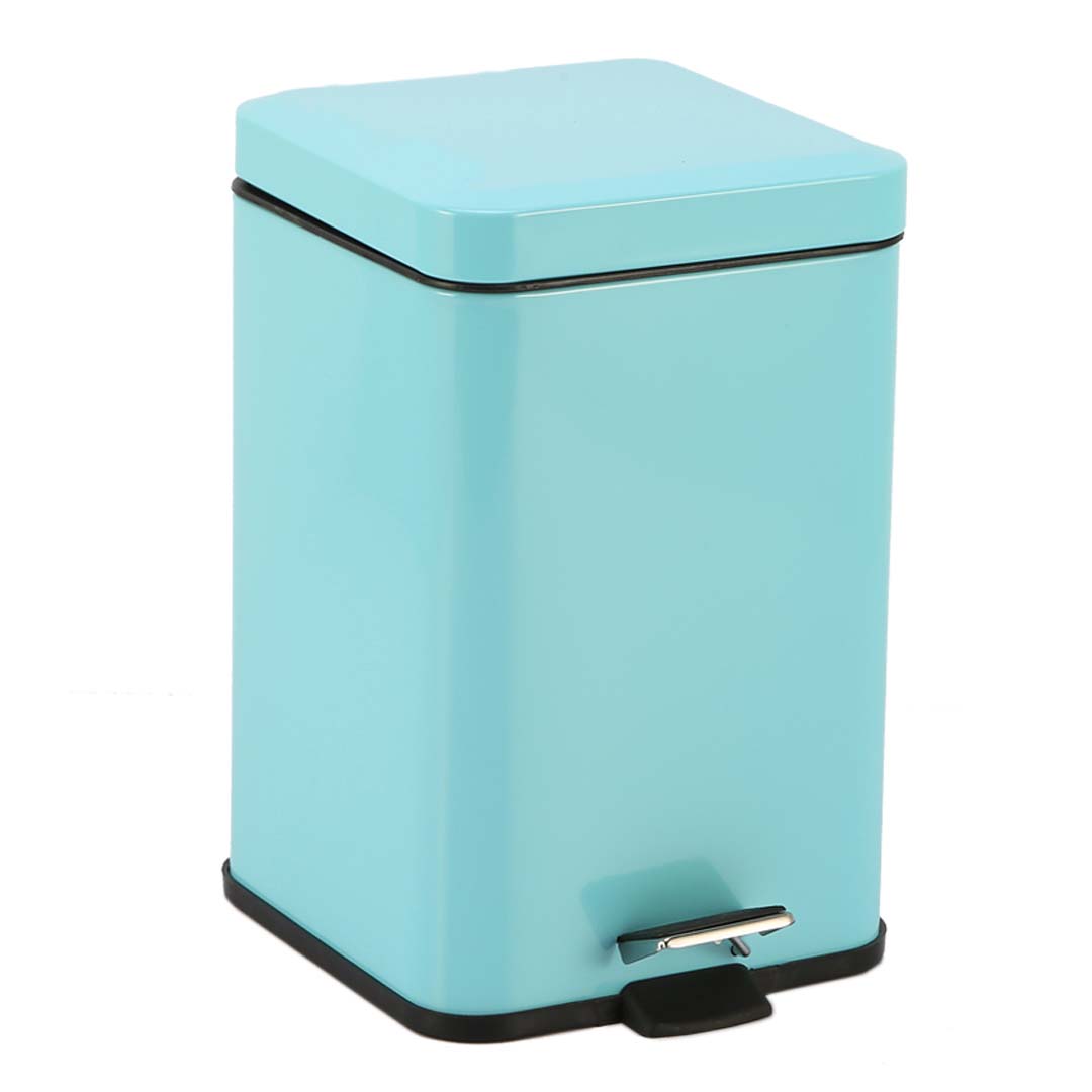 000 SOGA Foot Pedal Stainless Steel Rubbish Recycling Garbage Waste Trash Bin Square 12L Blue - Image 1