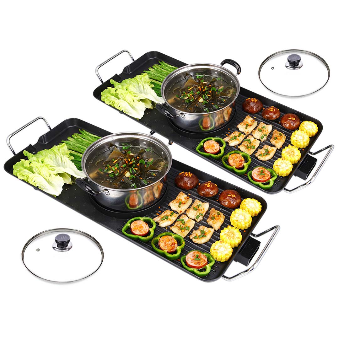 000 SOGA 2X Electric Steamboat Asian Hot Pot Soup Maker Fondue Teppanyaki Hotpot Grill - Image 1