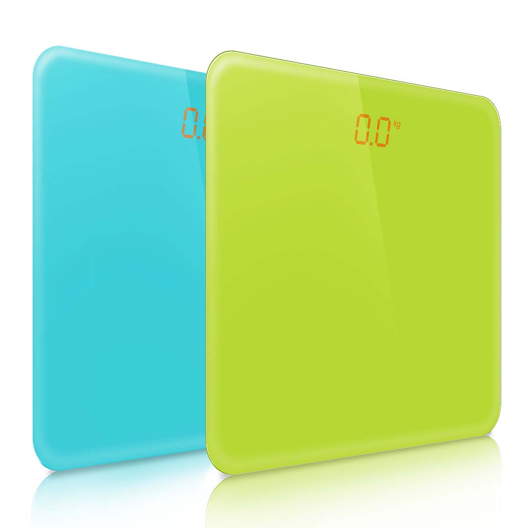 000 SOGA 2X 180kg Digital Fitness Weight Bathroom Gym Body Glass LCD Electronic Scales Green/Blue - Image 1