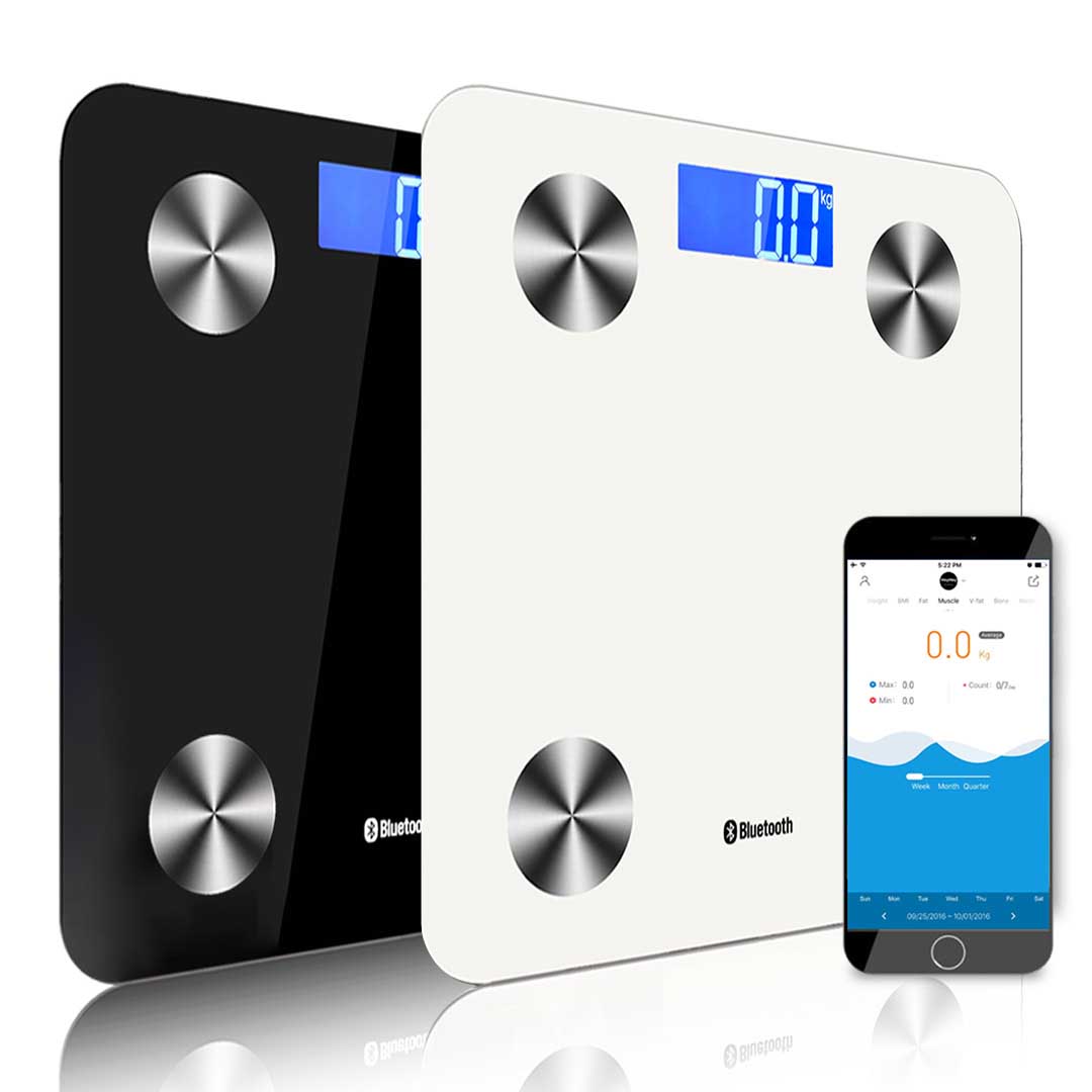 000 SOGA 2X Wireless Bluetooth Digital Body Fat Scale Bathroom Health Analyser Weight Black/White - Image 1