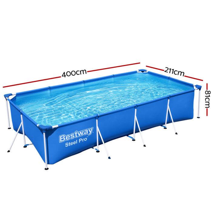 Bestway Swimming Pool 400x211x81cm Steel Frame Above Ground Pools 5700L - Image 2