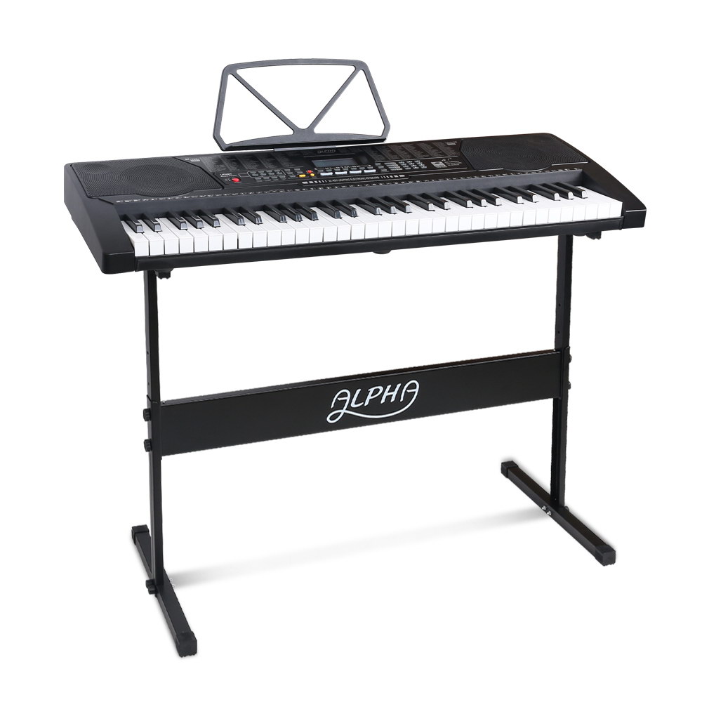 EK-KL-91M-BK-H-00 Alpha 61 Keys Electronic Piano Keyboard Digital Electric w/ Stand Lighted Black - Image 1