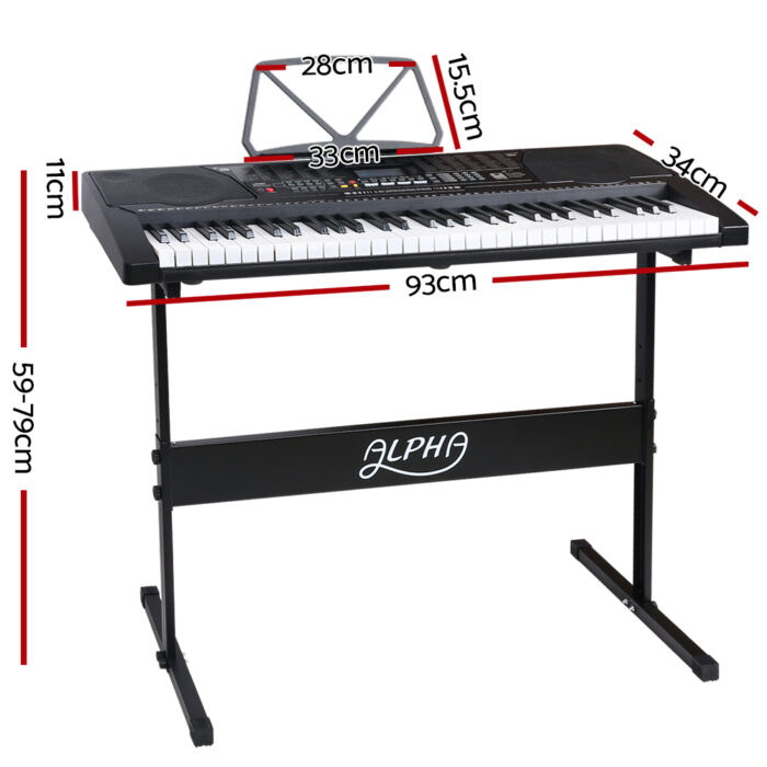 Alpha 61 Keys Electronic Piano Keyboard Digital Electric w/ Stand Lighted Black - Image 2