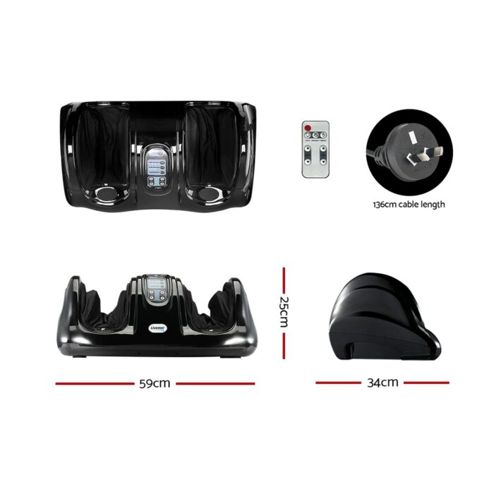 Livemor Foot Massager Shiatsu Massagers Electric Remote Roller Kneading Black - Image 2