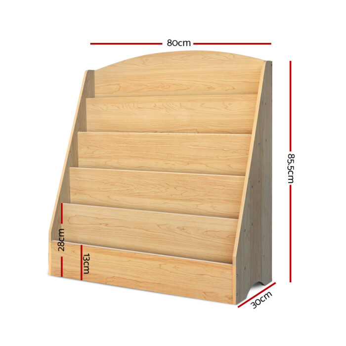 Keezi 5 Tiers Kids Bookshelf Magazine Shelf Organiser Bookcase Display Rack - Image 2