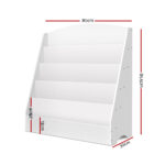 Keezi 5 Tiers Kids Bookshelf Magazine Shelf Organiser Bookcase Display Rack White - Image 2