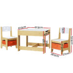 Keezi 3PCS Kids Table and Chairs Set Activity Desk Chalkboard Toys Storage Box - Image 2