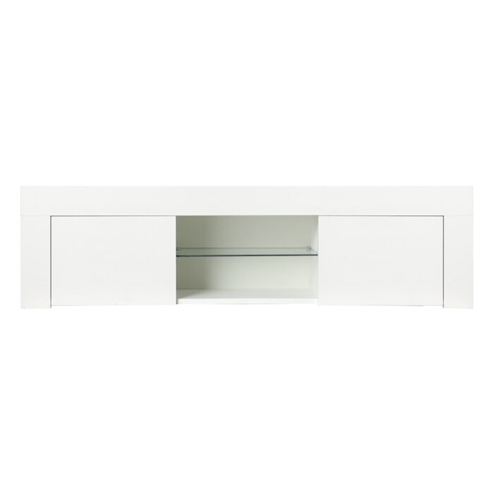Artiss Entertainment Unit TV Cabinet LED 130cm White Angus - Image 2