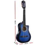 Alpha 34 Inch Classical Guitar Wooden Body Nylon String Beginner Kids Gift Blue - Image 2