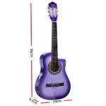 Alpha 34 Inch Classical Guitar Wooden Body Nylon String Beginner Kids Gift Purple - Image 2