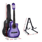 Alpha 34 Inch Classical Guitar Wooden Body Nylon String w/ Stand Beignner Purple - Image 2