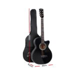 Alpha 38 Inch Acoustic Guitar Wooden Body Steel String Full Size Cutaway Black - Image 2