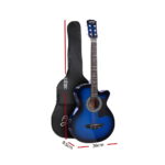 Alpha 38 Inch Acoustic Guitar Wooden Body Steel String Full Size Cutaway Blue - Image 2