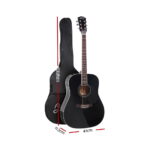 Alpha 41 Inch Acoustic Guitar Wooden Body Steel String Dreadnought Stand Black - Image 2