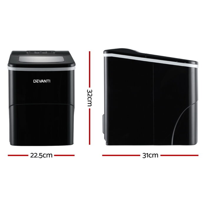 DEVANTi Portable Ice Cube Maker Machine 2L Home Bar Benchtop Easy Quick Black - Image 2