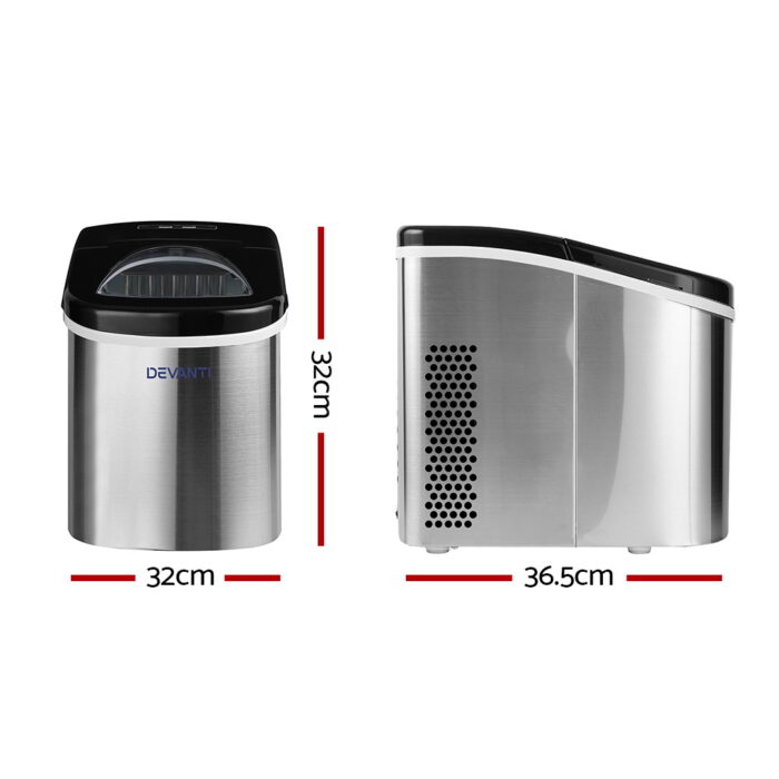 Devanti 2.4L Stainless Steel Portable Ice Cube Maker - Image 2