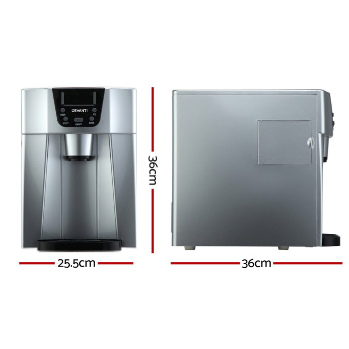 Devanti 2L Portable Ice Cuber Maker & Water Dispenser - Silver - Image 2