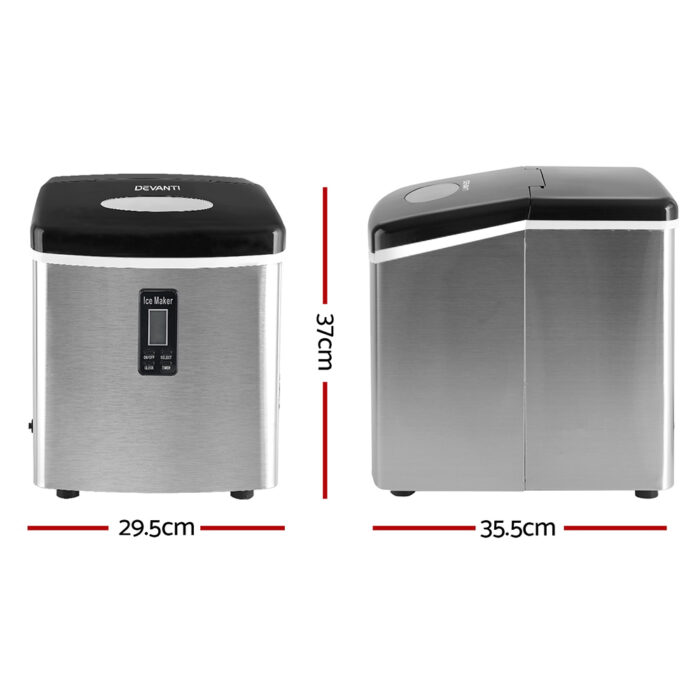 Devanti 3.2L Stainless Steel Portable Ice Cube Maker - Image 2