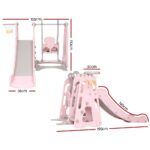 Keezi Kids Slide Swing Outdoor Playground Basketball Hoop Playset Indoor Pink - Image 2