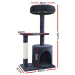 i.Pet Cat Tree 94cm Scratching Post Tower Scratcher Condo House Wood Trees Grey - Image 2