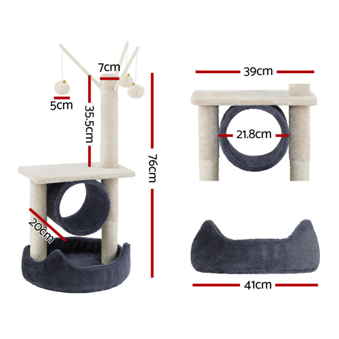 i.Pet Cat Tree 76cm Scratching Post Tower Scratcher Condo House Hanging toys - Image 2