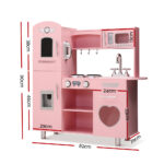 Keezi Kids Kitchen Play Set Wooden Pretend Toys Cooking Children Storage Pink - Image 2