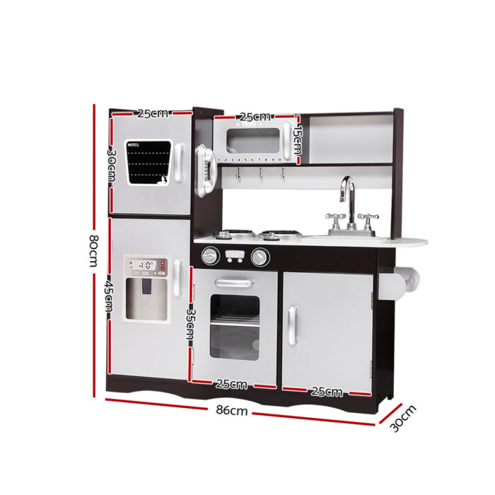 Keezi Kids Kitchen Play Set Wooden Pretend Toys Cooking Children Stove Fridge - Image 2