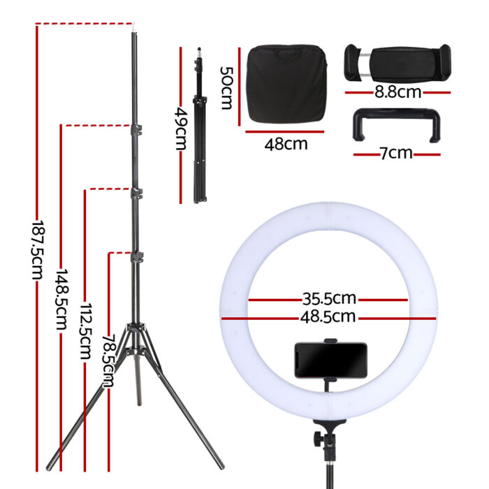 Embellir Ring Light 19" Tripod Stand Black - Image 2