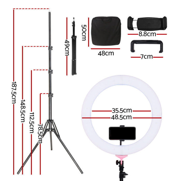 Embellir Ring Light 19" Tripod Stand Pink - Image 2