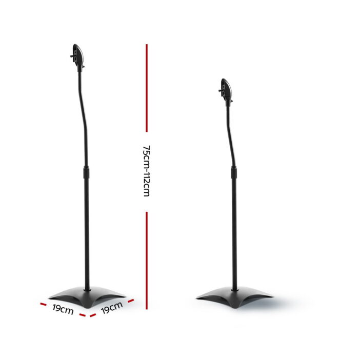 Alpha Speaker Stand 75-112cm Adjustable Height Surround Sound Studio Home 2pcs - Image 2